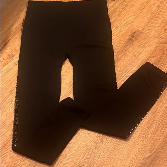 Pants - Black Leggings with Rhinestone Detail
